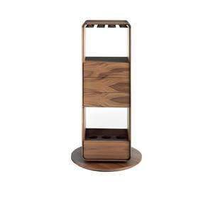 Meuble bar pivotant en bois de noyer Marron - Bois/Imitation - En partie en bois massif - 43 x 128 x 40 cm