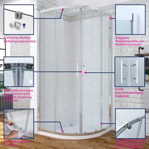 Duschkabine Viertelkreis Eckdusche 90 x 90 cm