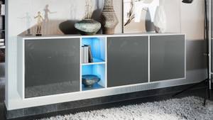 Sideboard Cuba mit Beleuchtung Hochglanz Grau - Weiß