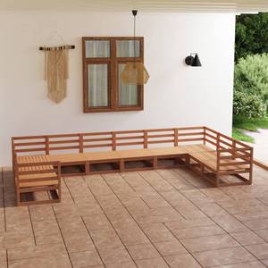 Garten-Lounge-Set (10-teilig) 3009777-1 Braun - Massivholz - Holzart/Dekor - 70 x 67 x 70 cm