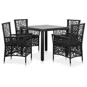 Ess-Set (5-teilig) 3001564-3 Schwarz - Kunststoff - Polyrattan - 90 x 75 x 90 cm