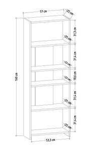 Arven Étagère À Livres Blanc - Bois manufacturé - 57 x 160 x 25 cm