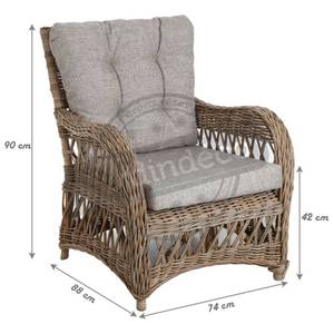 Fauteuil en poelet gris avec coussins Ki Rotin - 74 x 90 x 88 cm