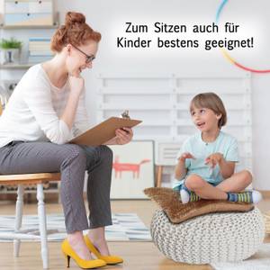 Pouf Sitzpouf Bodenkissen Strickhocker Weiß