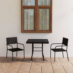 Ensemble de salle à manger de jardin Noir - Métal - Rotin - 80 x 74 x 80 cm
