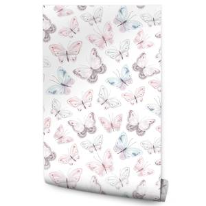 Papier Peint pour enfants papillons Bleu - Gris - Blanc - Papier - 53 x 1000 x 1000 cm