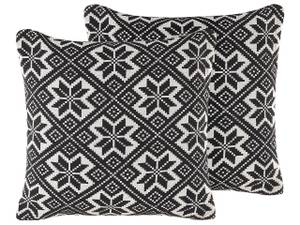 Coussin décoratif BESKOZ Noir - Blanc - Fibres naturelles - 45 x 12 x 45 cm