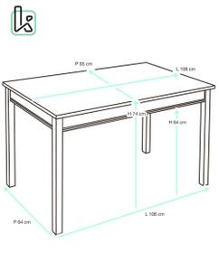 Ensemble 4 chaises et table NIL Blanc - Bois massif - 65 x 65 x 65 cm