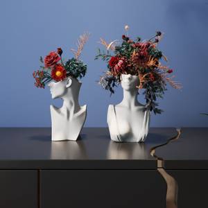 Vase Body Art Blanc - Céramique - 12 x 18 x 7 cm