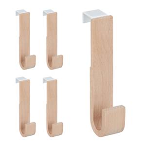 Türhaken Holz 5er Set Braun - Weiß - Holzwerkstoff - Metall - 3 x 13 x 6 cm