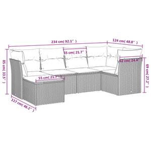 Gartensitzgruppe K240(6-tlg) Schwarz - Massivholz - 69 x 62 x 55 cm