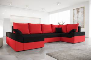 Ecksofa DENVI-LONG Schwarz - Rot - Ecke davorstehend rechts