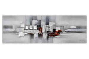 Acrylbild handgemalt Umringt von Nebel Grau - Weiß - Massivholz - Textil - 150 x 50 x 4 cm