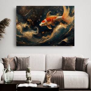 Bild Gemälde Fisch Gold IX 90 x 60 cm