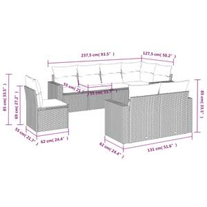 Gartensitzgruppe K2460(8-tlg) Schwarz - Massivholz - 69 x 62 x 66 cm