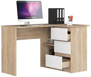 Bureau d'angle B16 droit CLP Imitation chêne de Sonoma - Blanc