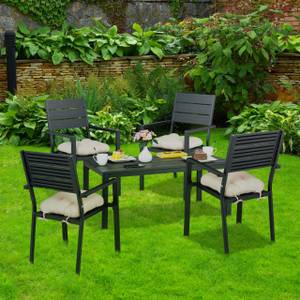 Schwarzer Gartenstuhl im 4er Set Schwarz - Metall - Kunststoff - 54 x 90 x 59 cm