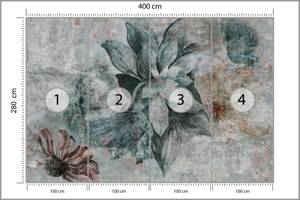 Fototapete BLUMEN Beton Optik Vintage Blau - 400 x 280 x 280 cm