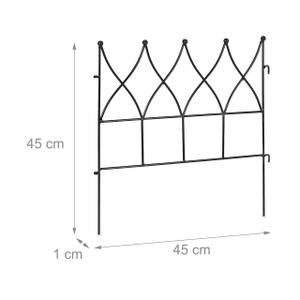 6-tlg. Beetzaun aus Metall Schwarz - Metall - 48 x 45 x 1 cm