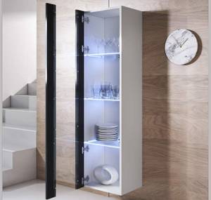 Vitrine Luke V5 Noir - Blanc - Hauteur : 165 cm