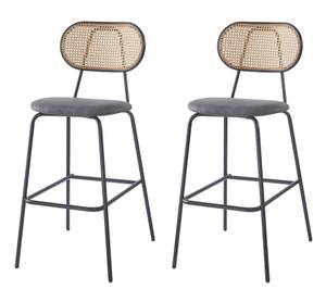 Lot de 2 tabourets de bar OREBRO Noir - Rotin - 48 x 108 x 60 cm