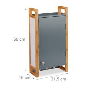 Hängeschrank Bad grau Braun - Grau - Weiß - Bambus - Holzwerkstoff - 32 x 58 x 15 cm