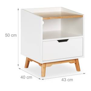 Table de chevet blanche avec tiroir Marron - Blanc - Bois manufacturé - 43 x 50 x 40 cm