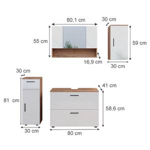 Badmöbel Set Irma 40548 Braun - Weiß - Holzwerkstoff - 80 x 58 x 41 cm