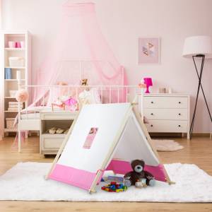 Tipi Zelt für Kinder Braun - Pink - Weiß - Holzwerkstoff - Textil - 120 x 92 x 86 cm