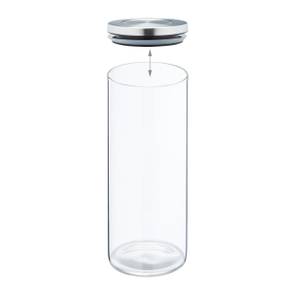 Vorratsgläser 4er Set je 1,5 Liter Silber - Glas - Metall - Kunststoff - 10 x 24 x 10 cm