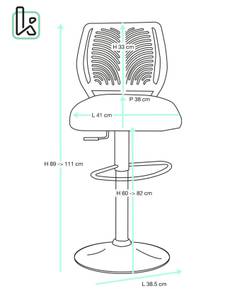 Lot de 2 tabourets de Bar design SAWA Noir - Argenté - Blanc - Métal - Matière plastique