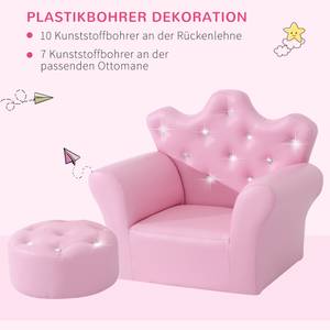 Kindersessel mit Kristallknöpfen 02-0519 Pink - Holzwerkstoff - 405 x 49 x 58 cm