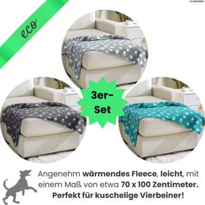 Tierdecke 100% recycelt (3er-Set) Grau - Textil - 70 x 100 x 0 cm