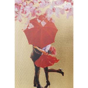 Tableau déco Touched fleurs couple Rose foncé - Textile - 80 x 100 x 4 cm