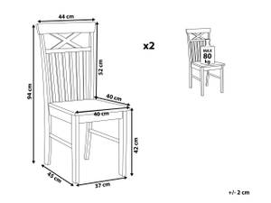 Esszimmerstuhl HOUSTON 2er Set 44 x 94 x 45 cm