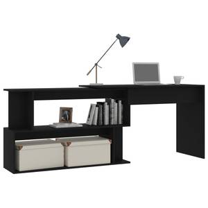 Bureau Noir - Bois manufacturé - Bois massif - 200 x 76 x 200 cm