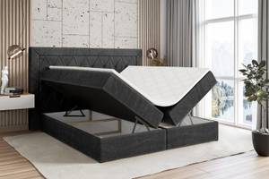 Boxspringbett NOEL Schwarz - Breite: 200 cm - H3