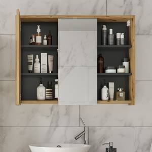 Armoire de toilette Viola Artisan/gris Marron - Gris - Bois manufacturé - 100 x 75 x 18 cm