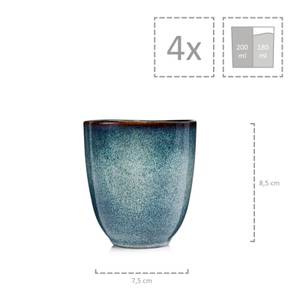 Kaffeebecher Darwin 4er Set 180ml Blau - Stein - 27 x 9 x 9 cm