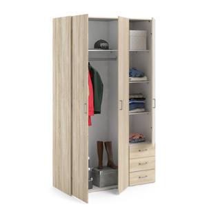 Kleiderschrank mit drei Türen und drei Braun - Holzwerkstoff - 116 x 201 x 50 cm