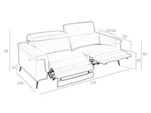 2-Sitzer-Sofa aus Rindsleder Grau - Echtleder - Textil - 170 x 99 x 103 cm