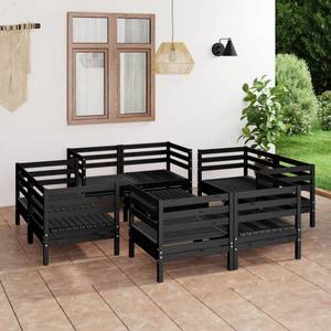 Salon de jardin Noir - Bois massif - Bois/Imitation - 64 x 29 x 64 cm