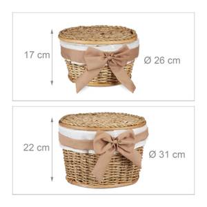 Badkörbchen 2er Set Braun - Weiß - Rattan - 31 x 22 x 31 cm