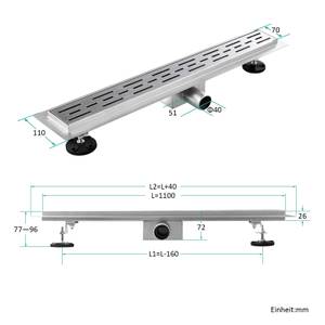 EMKE Duschrinne Bodenablauf 110cm Silber - Metall - 110 x 7 x 110 cm