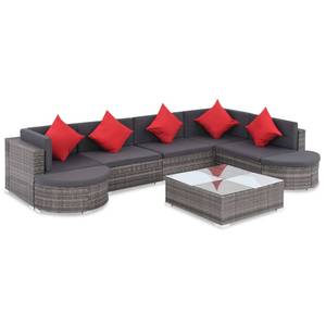 Garten-Sofagarnitur Grau - Metall - Polyrattan - 74 x 26 x 74 cm