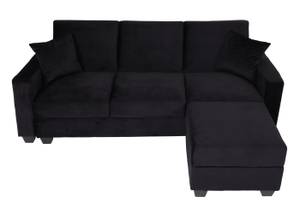 Sofa H47 mit Ottomane Schwarz