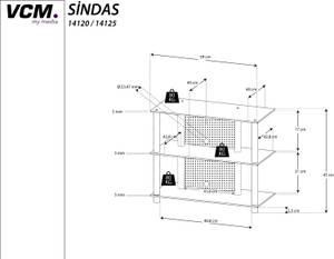 TV-Möbel Sindas Schwarz - Glas - Metall - 59 x 45 x 48 cm