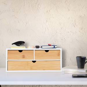 Schreibtisch Organizer 3 Schubladen Braun - Weiß - Bambus - Holzwerkstoff - 33 x 14 x 21 cm