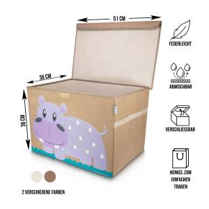 Lifeney Aufbewahrungsbox Kinder Hippo Kunststoff - 36 x 51 x 4 cm