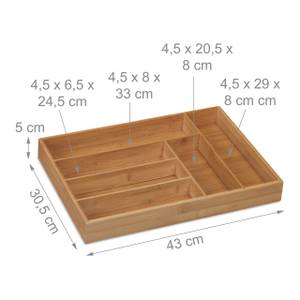 Besteckkasten Bambus 6 Fächer Braun - Bambus - Holzwerkstoff - 31 x 5 x 43 cm